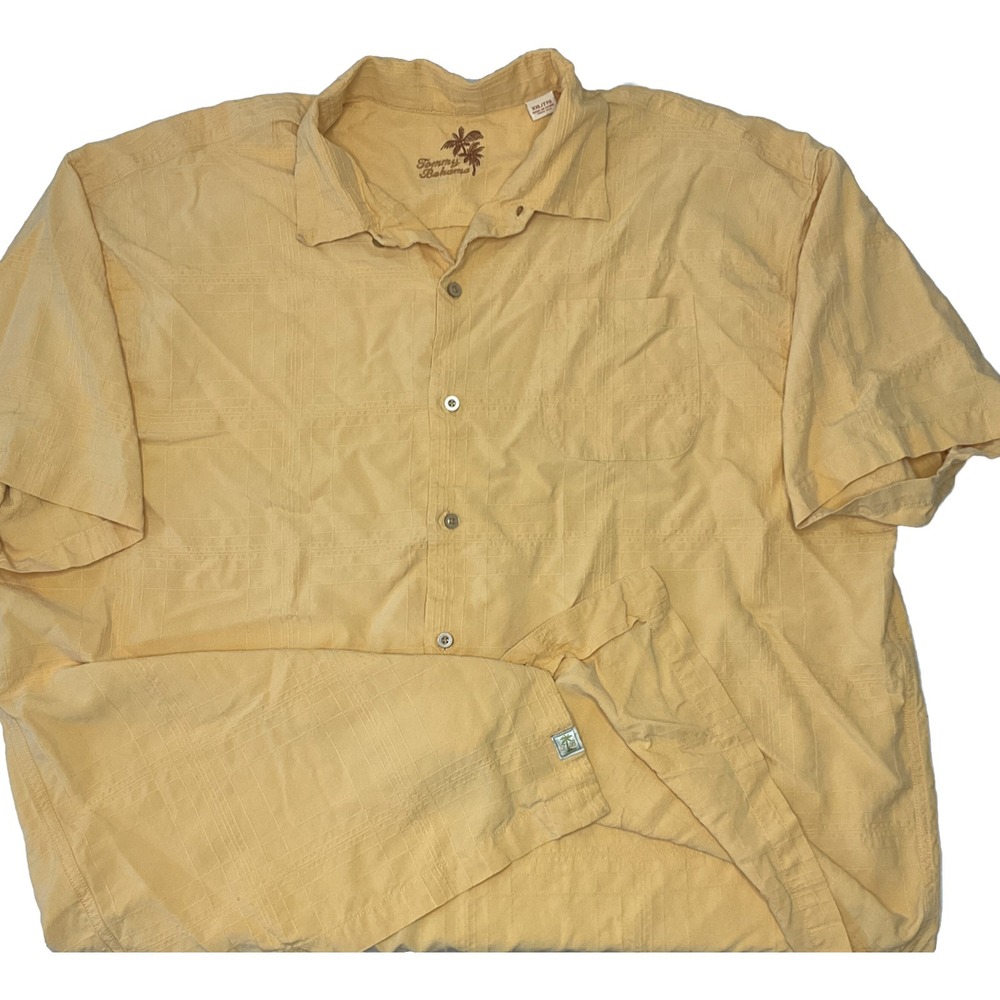 Tommy Bahama Silk Hawaiian Camp Shirt Mens 2XL Light Orange Floral Short Sleeve